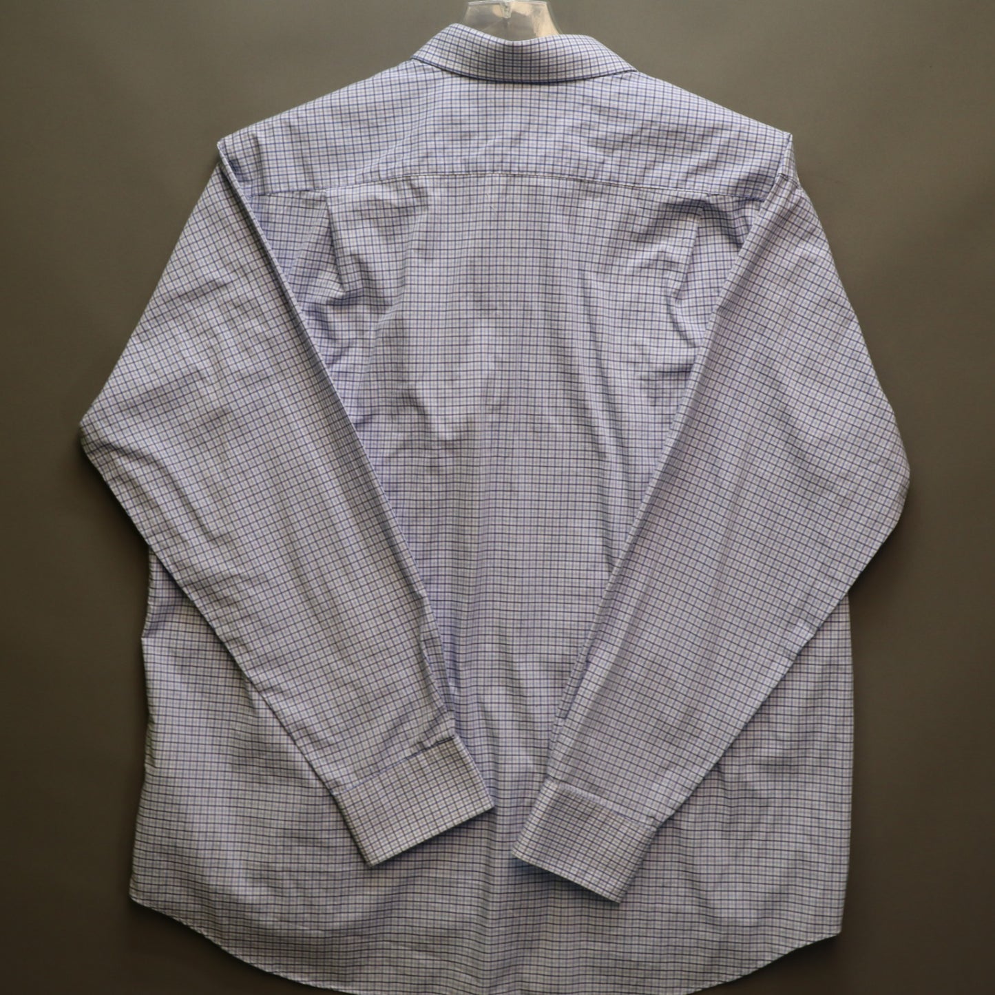 Tommy Hilfiger Dress Shirt Mens XL 17-17.5 34/35 Blue Plaid Wrinkle Free Stretch