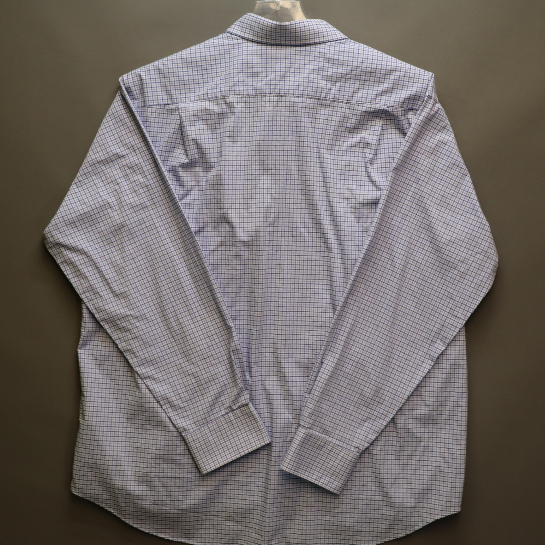 Tommy Hilfiger Dress Shirt Mens XL 17-17.5 34/35 Blue Plaid Wrinkle Free Stretch