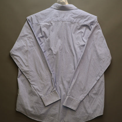 Tommy Hilfiger Dress Shirt Mens XL 17-17.5 34/35 Blue Plaid Wrinkle Free Stretch