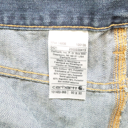 Carhartt Mens Relaxed Fit Straight Leg Jeans 50x30 Blue Workwear Denim 101483