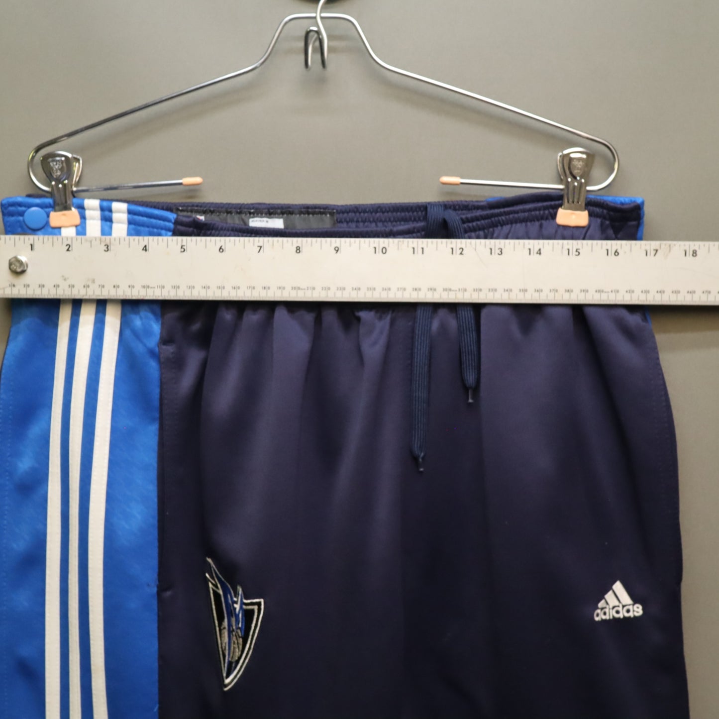 Adidas Dallas Mavericks Tearaway Track Pants Large Navy Blue Warm Up Snap NBA