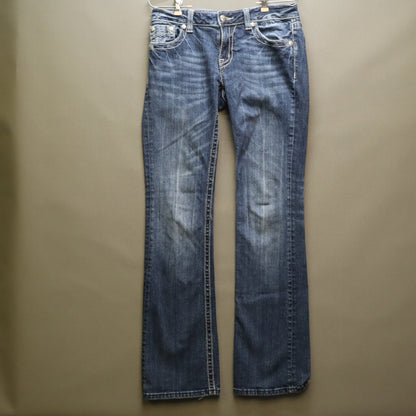 Miss Me Bradbury Bootcut Jeans Womens 30 Thick White Stitch Flap Pocket Denim