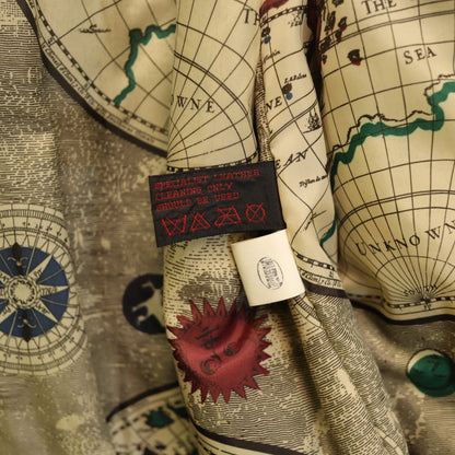 Vintage General Clothing Co Green Leather Flight Bomber Jacket Map Lining Medium