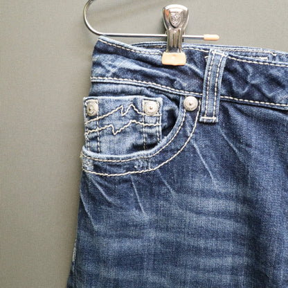 Miss Me Bradbury Bootcut Jeans Womens 30 Thick White Stitch Flap Pocket Denim