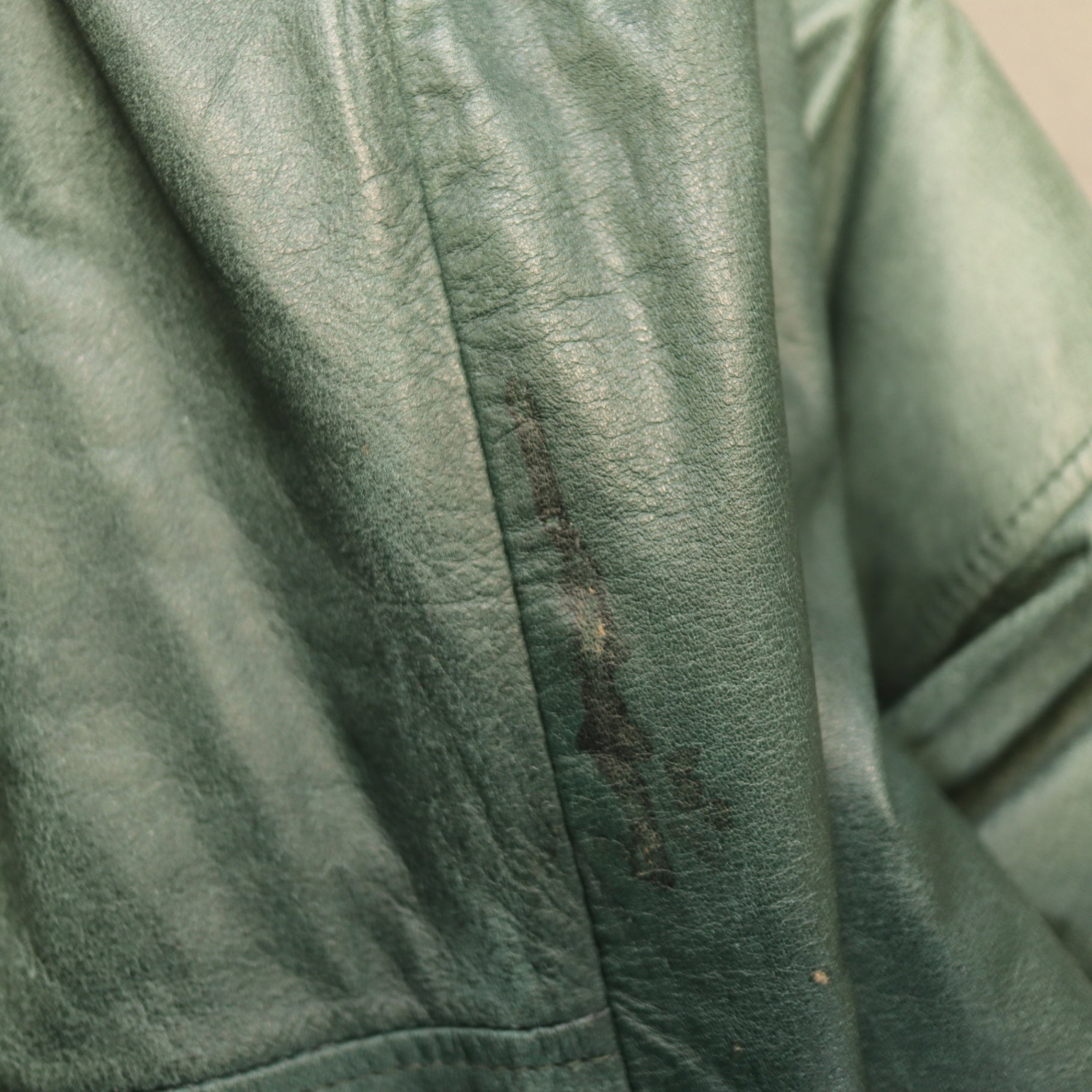 Vintage General Clothing Co Green Leather Flight Bomber Jacket Map Lining Medium