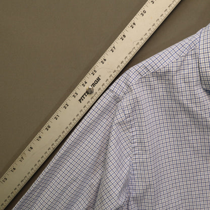 Tommy Hilfiger Dress Shirt Mens XL 17-17.5 34/35 Blue Plaid Wrinkle Free Stretch