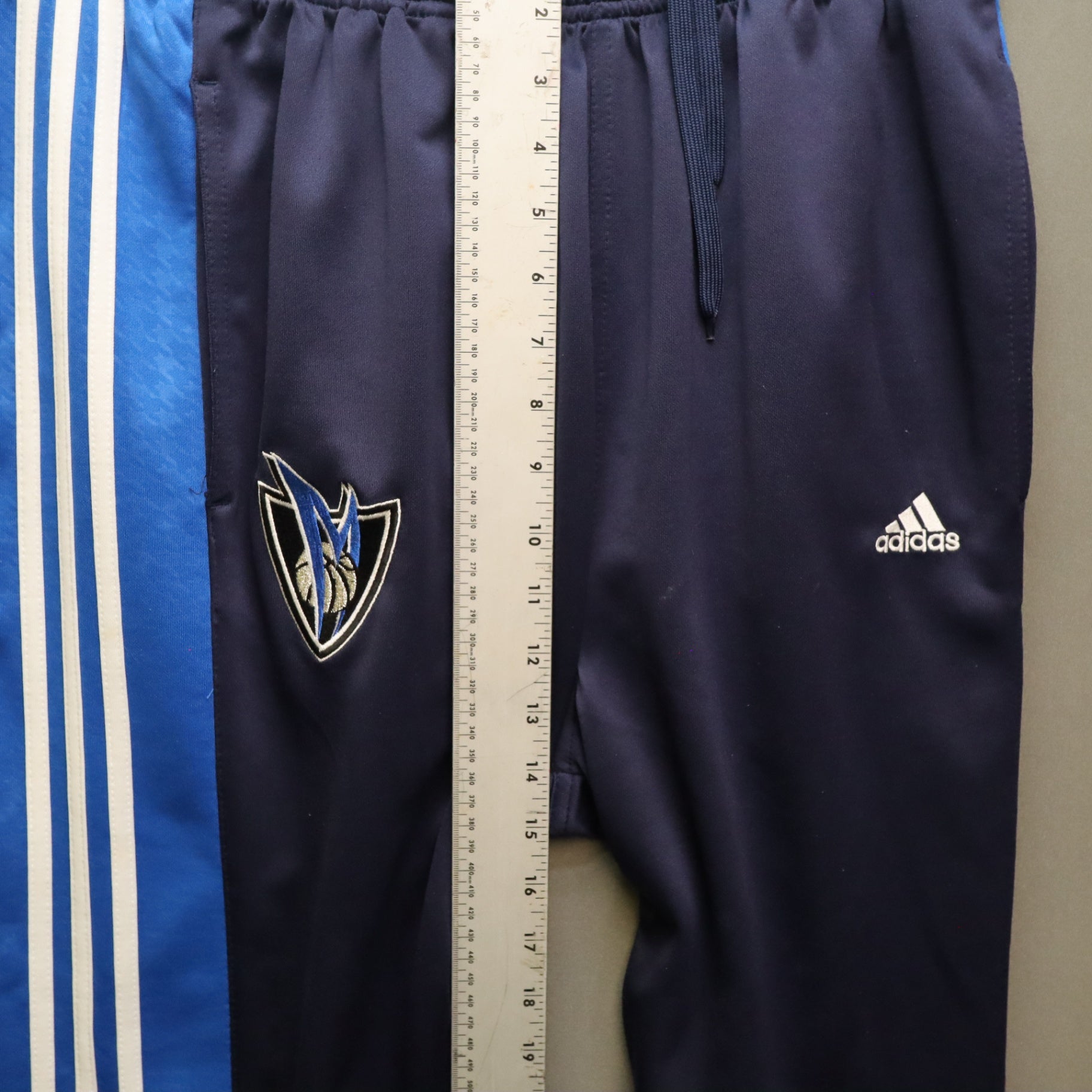 Adidas Dallas Mavericks Tearaway Track Pants Large Navy Blue Warm Up Snap NBA