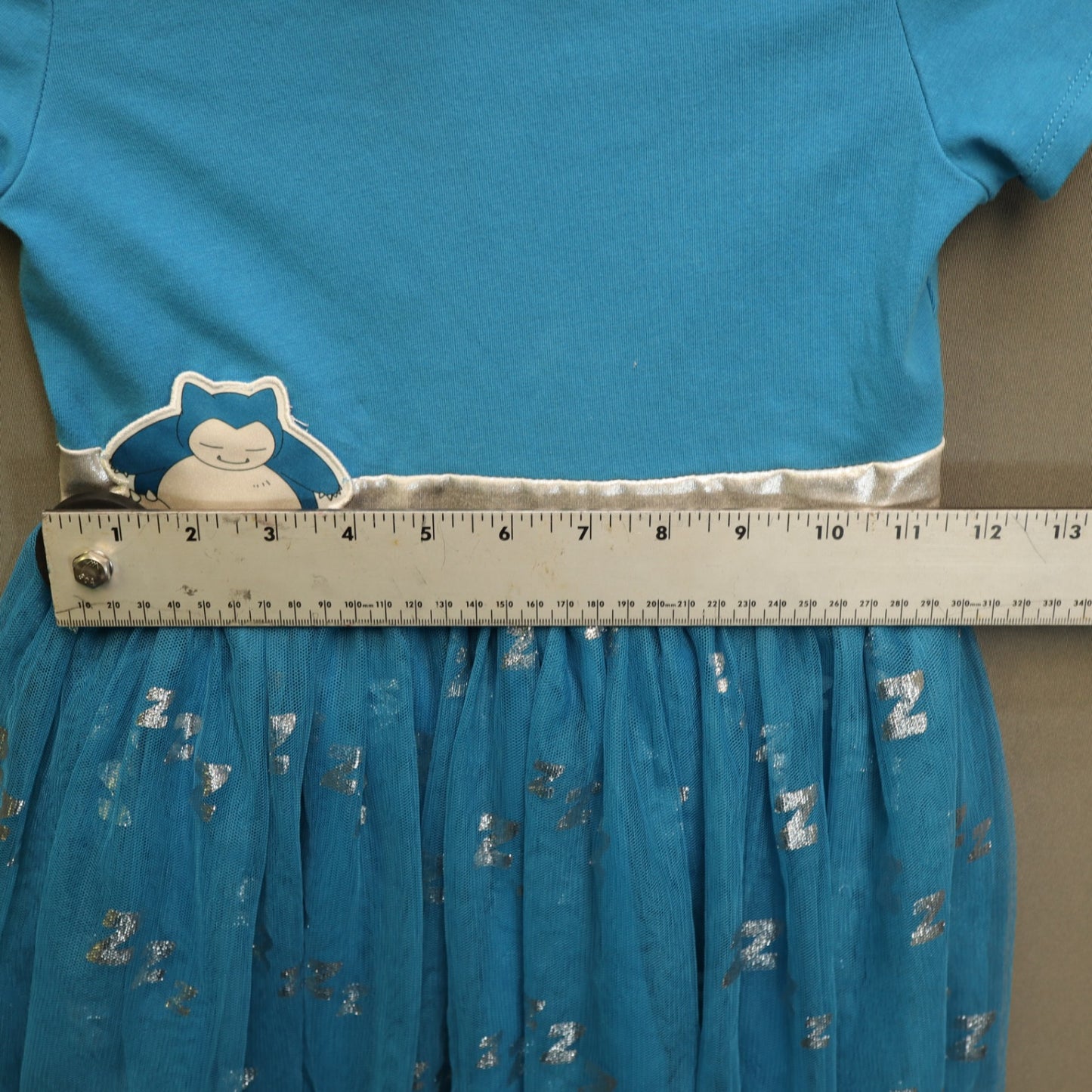 Pokemon Snorlax Hooded Costume Dress Girls Small 6/7 Blue Tulle Silver Zzz Print