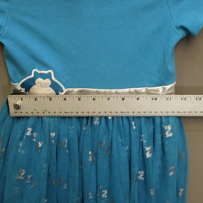 Pokemon Snorlax Hooded Costume Dress Girls Small 6/7 Blue Tulle Silver Zzz Print
