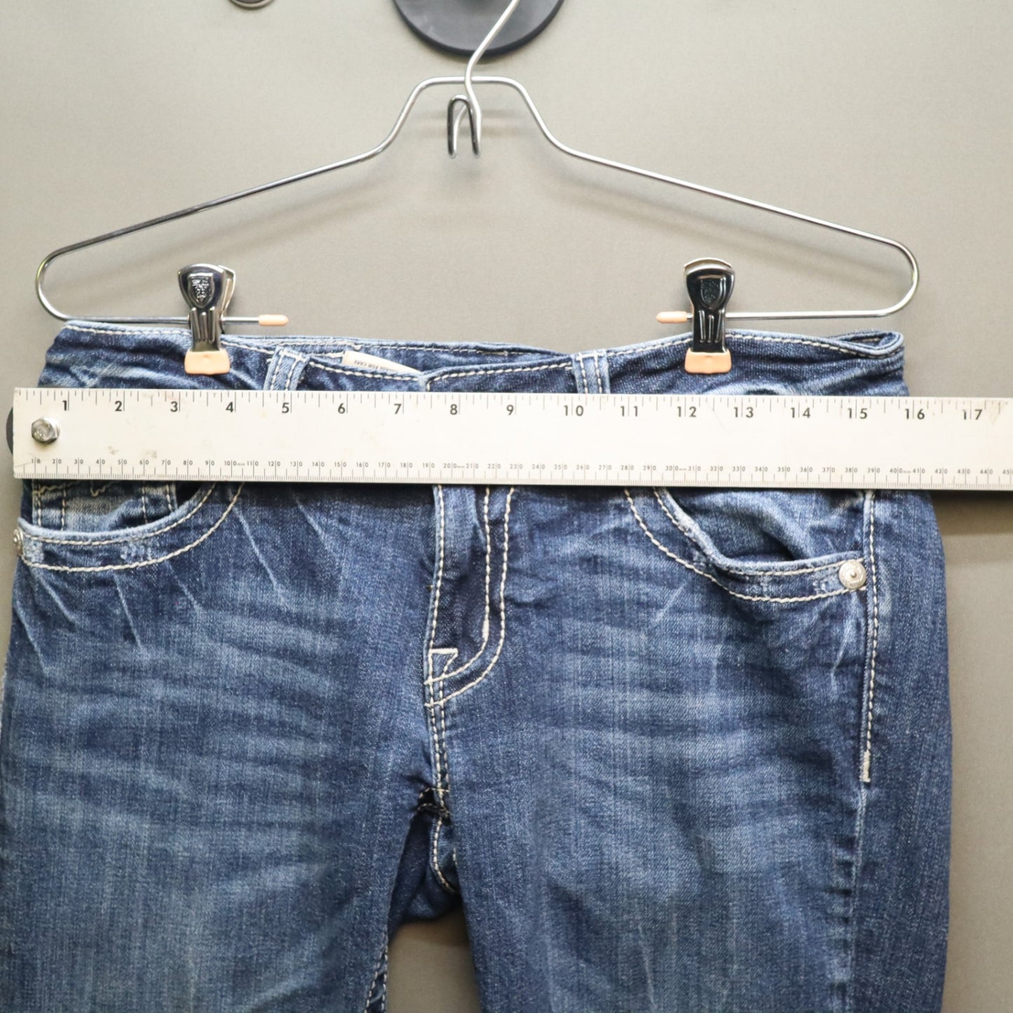 Miss Me Bradbury Bootcut Jeans Womens 30 Thick White Stitch Flap Pocket Denim