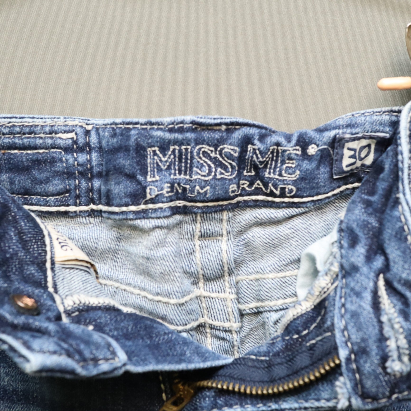 Miss Me Bradbury Bootcut Jeans Womens 30 Thick White Stitch Flap Pocket Denim