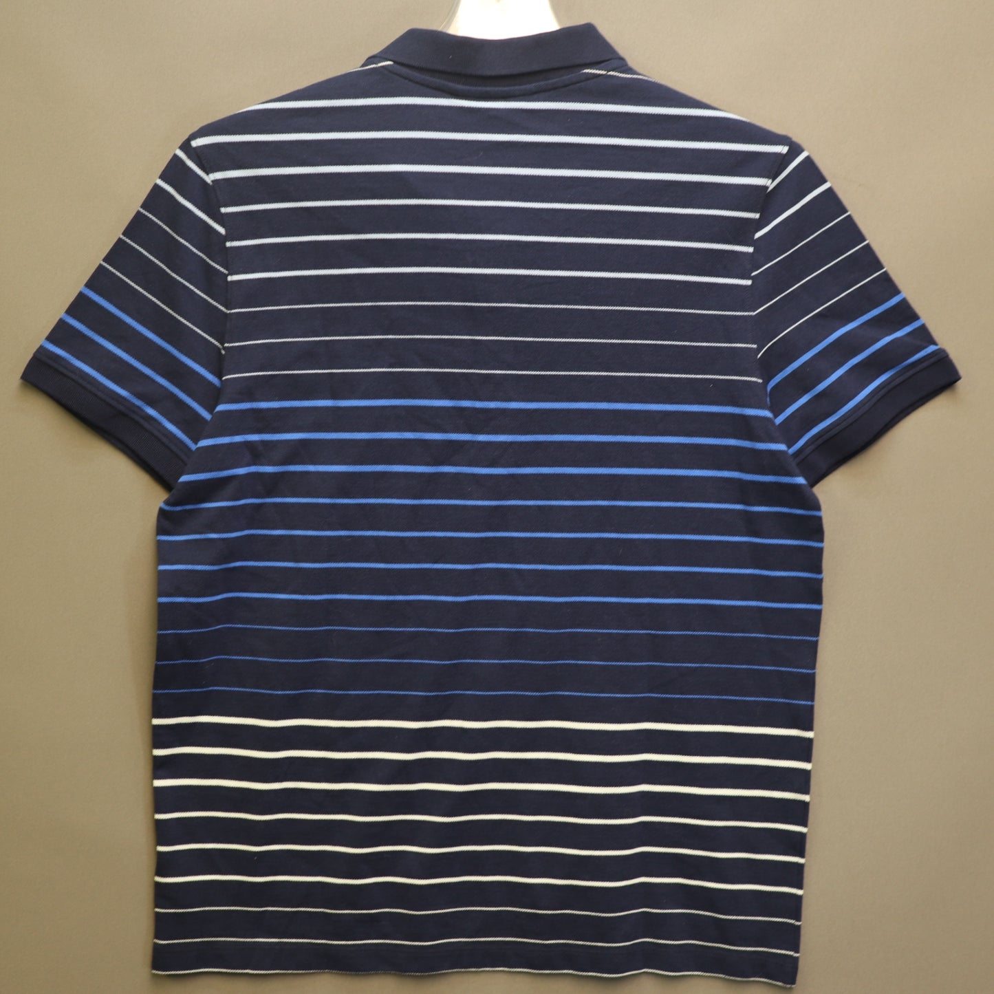 NWT Michael Kors Mens Large Striped Polo Shirt Navy Blue Short Sleeve MK Logo