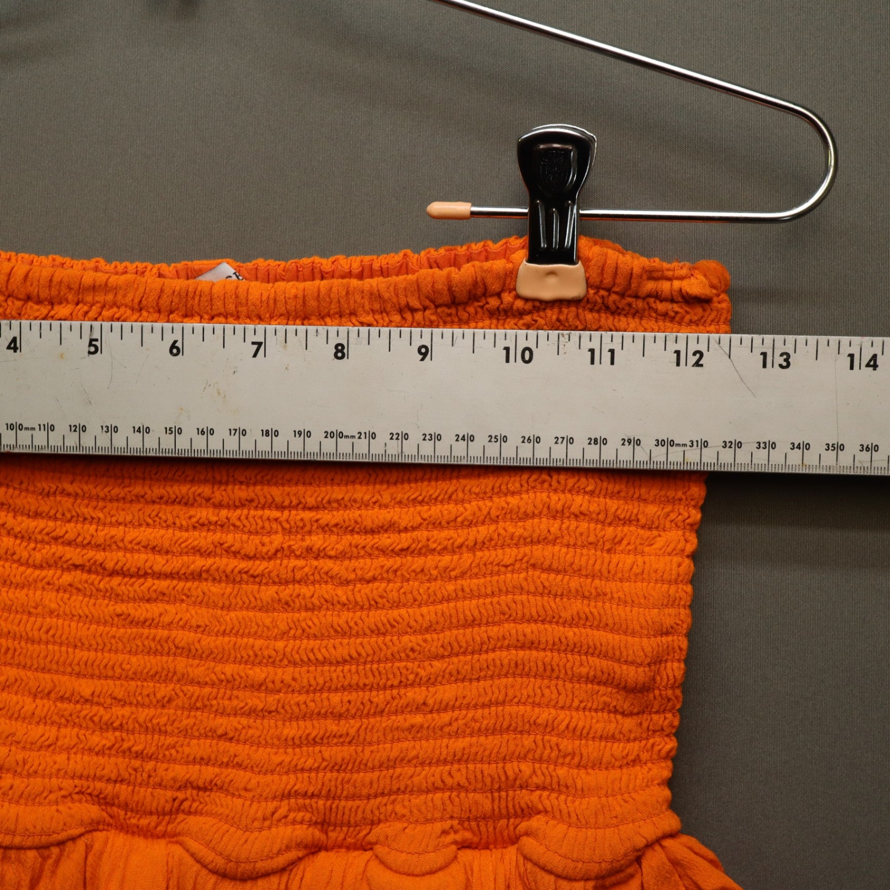 Olivaceous Orange Smocked Tube Top Medium Strapless Tiered Ruffle Peplum Cami