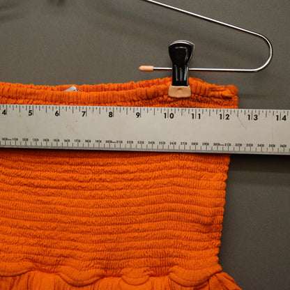 Olivaceous Orange Smocked Tube Top Medium Strapless Tiered Ruffle Peplum Cami