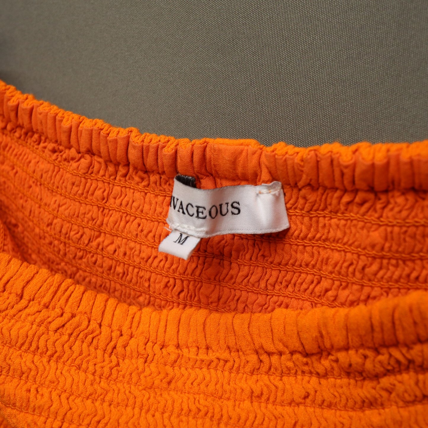 Olivaceous Orange Smocked Tube Top Medium Strapless Tiered Ruffle Peplum Cami