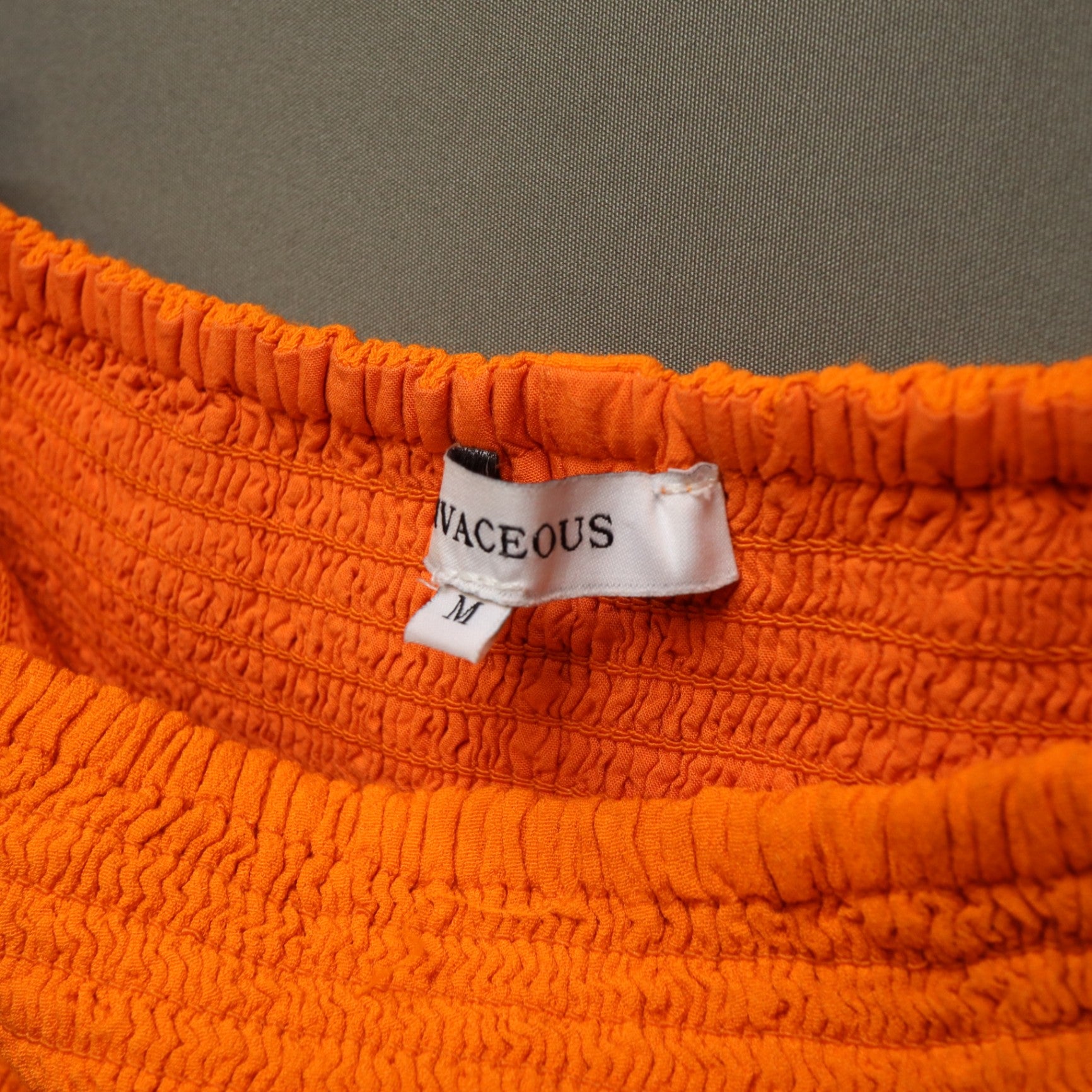 Olivaceous Orange Smocked Tube Top Medium Strapless Tiered Ruffle Peplum Cami