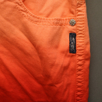 NWT Silver Jeans Co Francy Ombre Denim Mini Skirt W30 Orange Raw Hem Sunset