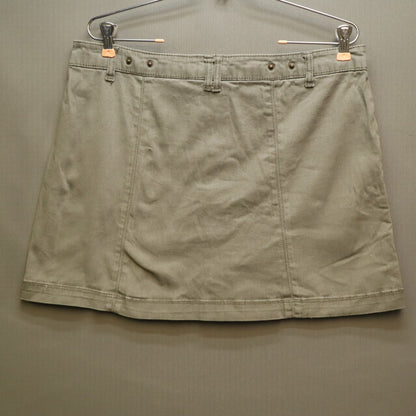 Jolt Olive Green Button Front Mini Skirt Size 13/31W Utility Cargo Pockets A-Line