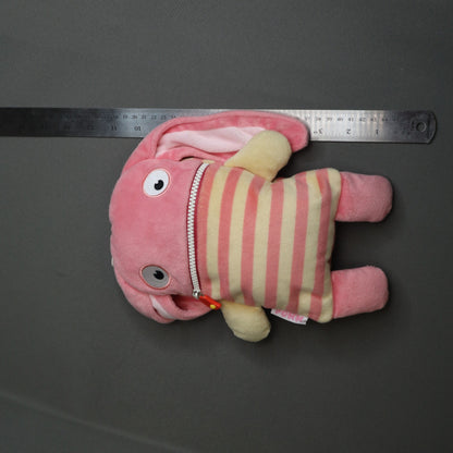 Sorgenfresser Pomm Worry Eater Pink Striped Plush Bunny Rabbit Zipper Mouth 10"