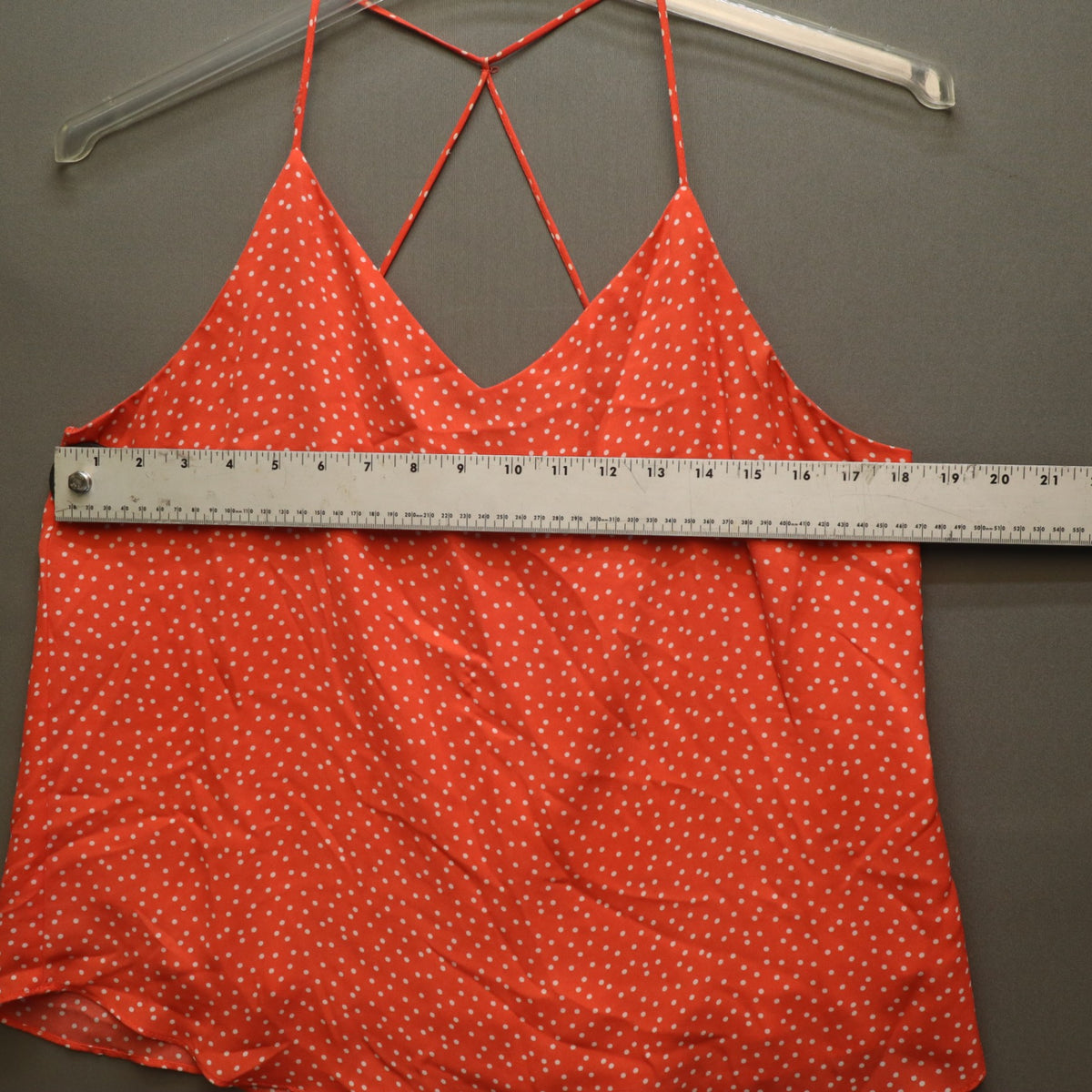 Active USA Orange Polka Dot Cami Tank Top Womens Large Strappy Crossover Back