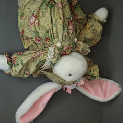 Vintage JCPenney Plush Bunny Rabbit Floral Dress Bonnet Bloomers Golden Bear Co