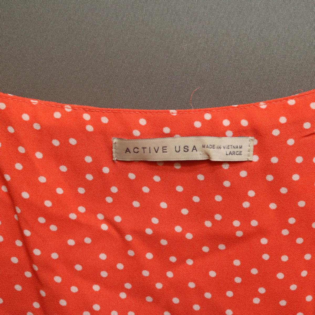 Active USA Orange Polka Dot Cami Tank Top Womens Large Strappy Crossover Back