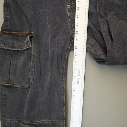 Cotton On Curvy Cargo Black Denim Jeans Womens Size 32 High Rise Wide Leg Pants
