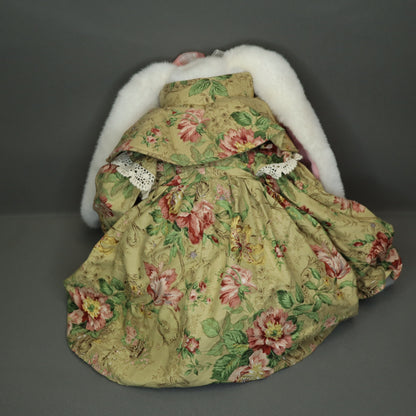 Vintage JCPenney Plush Bunny Rabbit Floral Dress Bonnet Bloomers Golden Bear Co