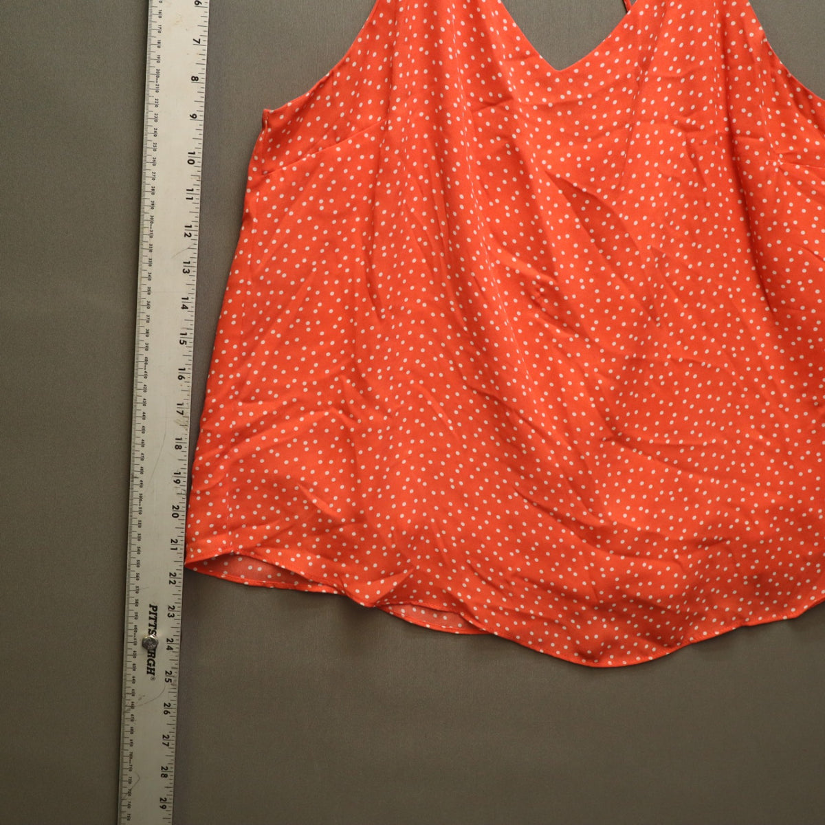 Active USA Orange Polka Dot Cami Tank Top Womens Large Strappy Crossover Back