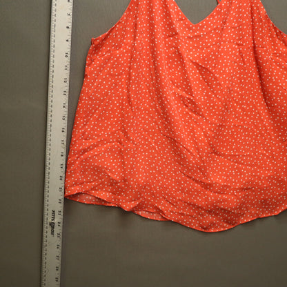 Active USA Orange Polka Dot Cami Tank Top Womens Large Strappy Crossover Back