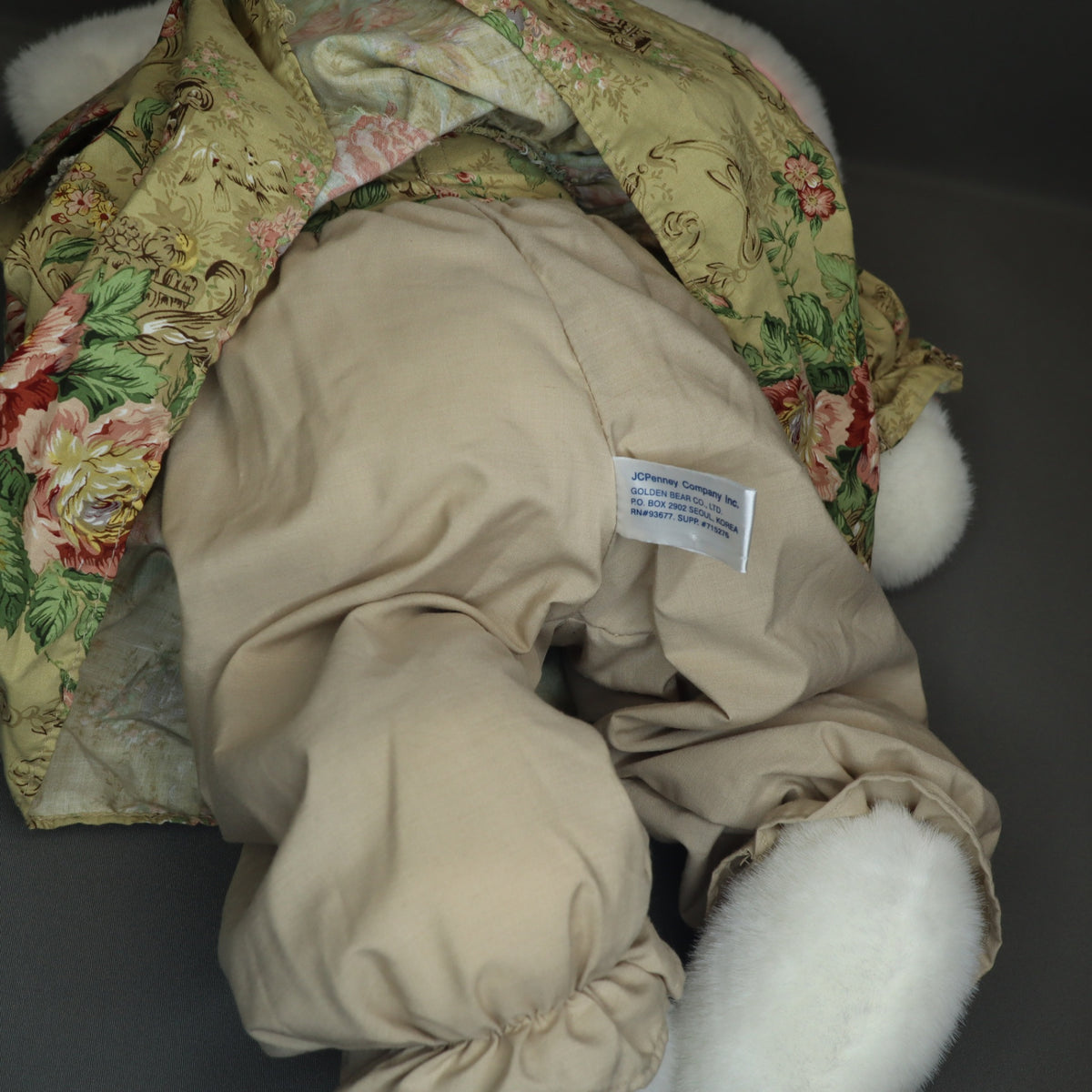 Vintage JCPenney Plush Bunny Rabbit Floral Dress Bonnet Bloomers Golden Bear Co