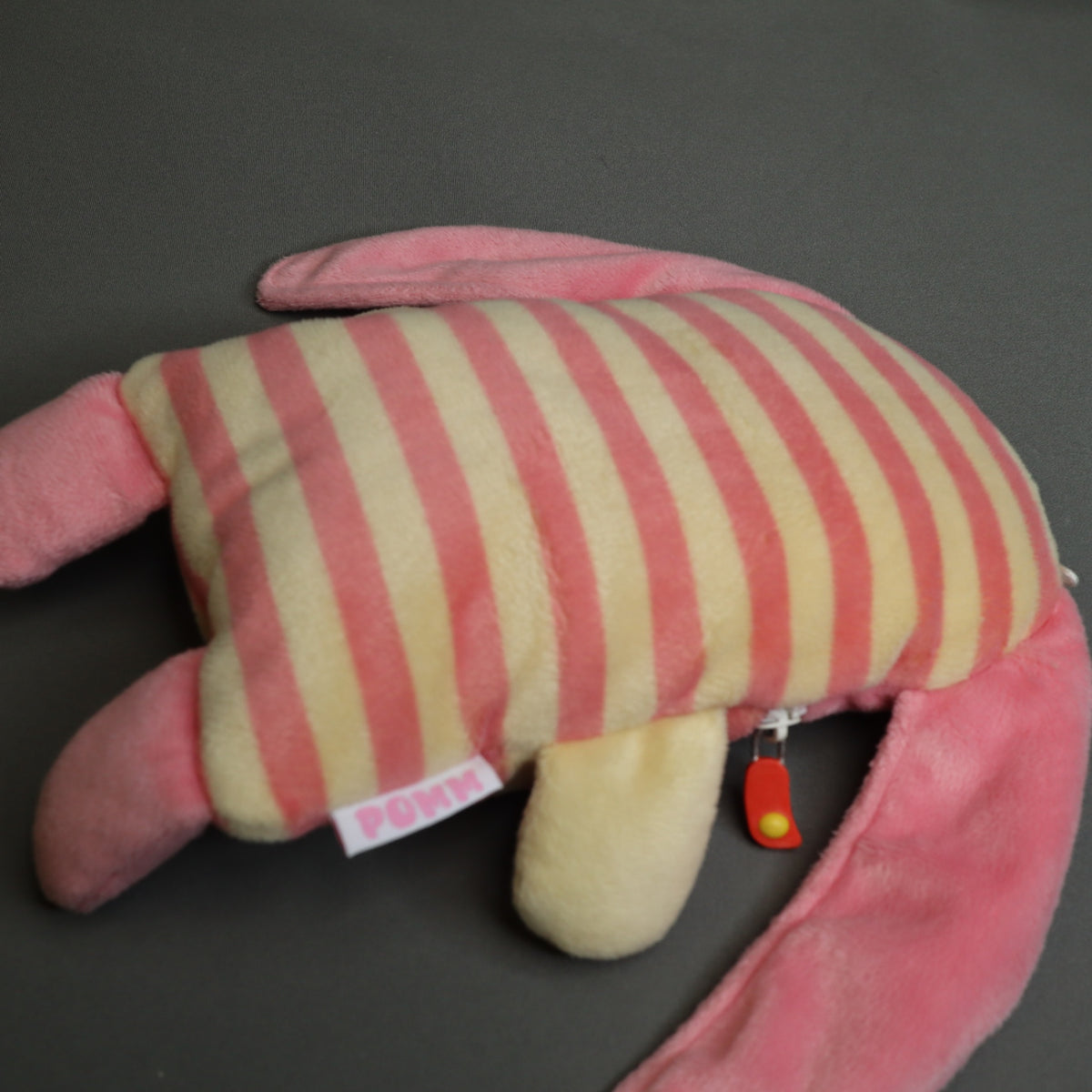 Sorgenfresser Pomm Worry Eater Pink Striped Plush Bunny Rabbit Zipper Mouth 10"
