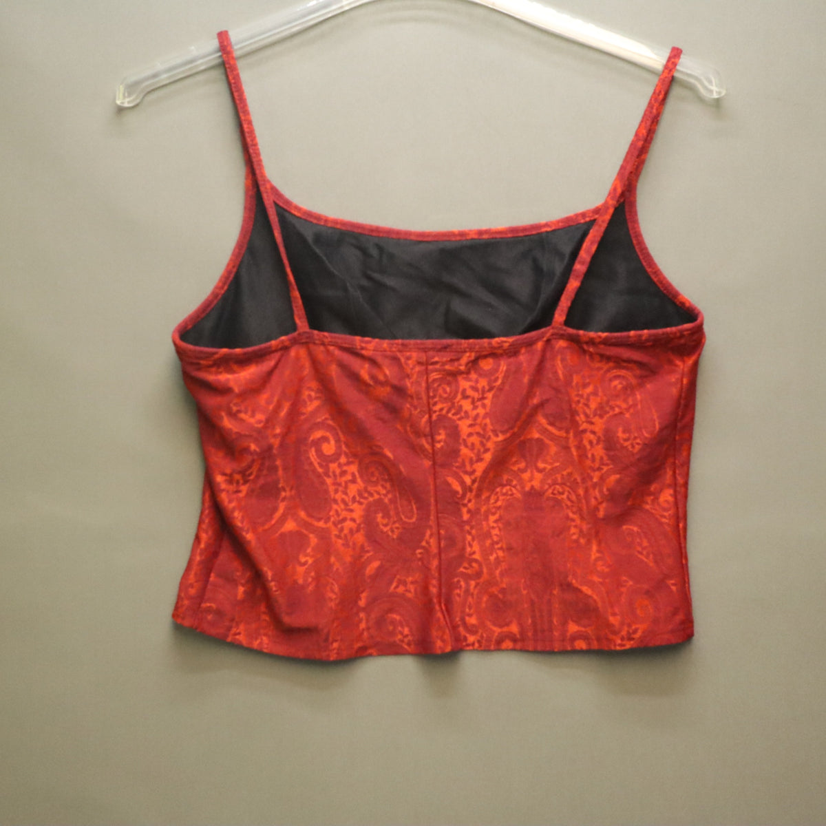 Vintage Y2K Red Orange Paisley Jacquard Cami Tank Top Corset Style Cami M