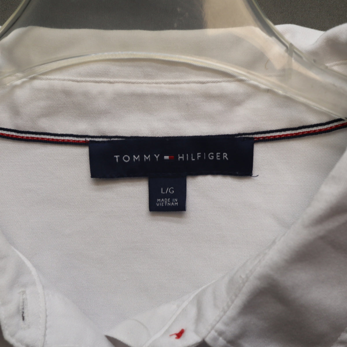 Tommy Hilfiger White Drawstring Hem Polo Shirt Womens Large Long Roll Tab Sleeve