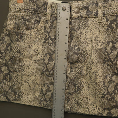 NWT Cotton On Snake Print Denim Mini Skirt Size 32 Beige Grey Snakeskin Mid Rise