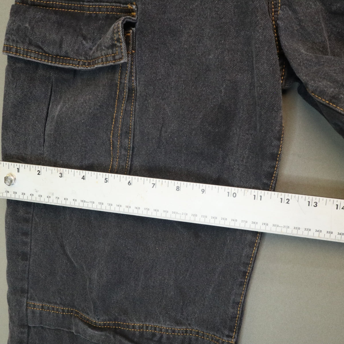 Cotton On Curvy Cargo Black Denim Jeans Womens Size 32 High Rise Wide Leg Pants