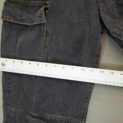 Cotton On Curvy Cargo Black Denim Jeans Womens Size 32 High Rise Wide Leg Pants