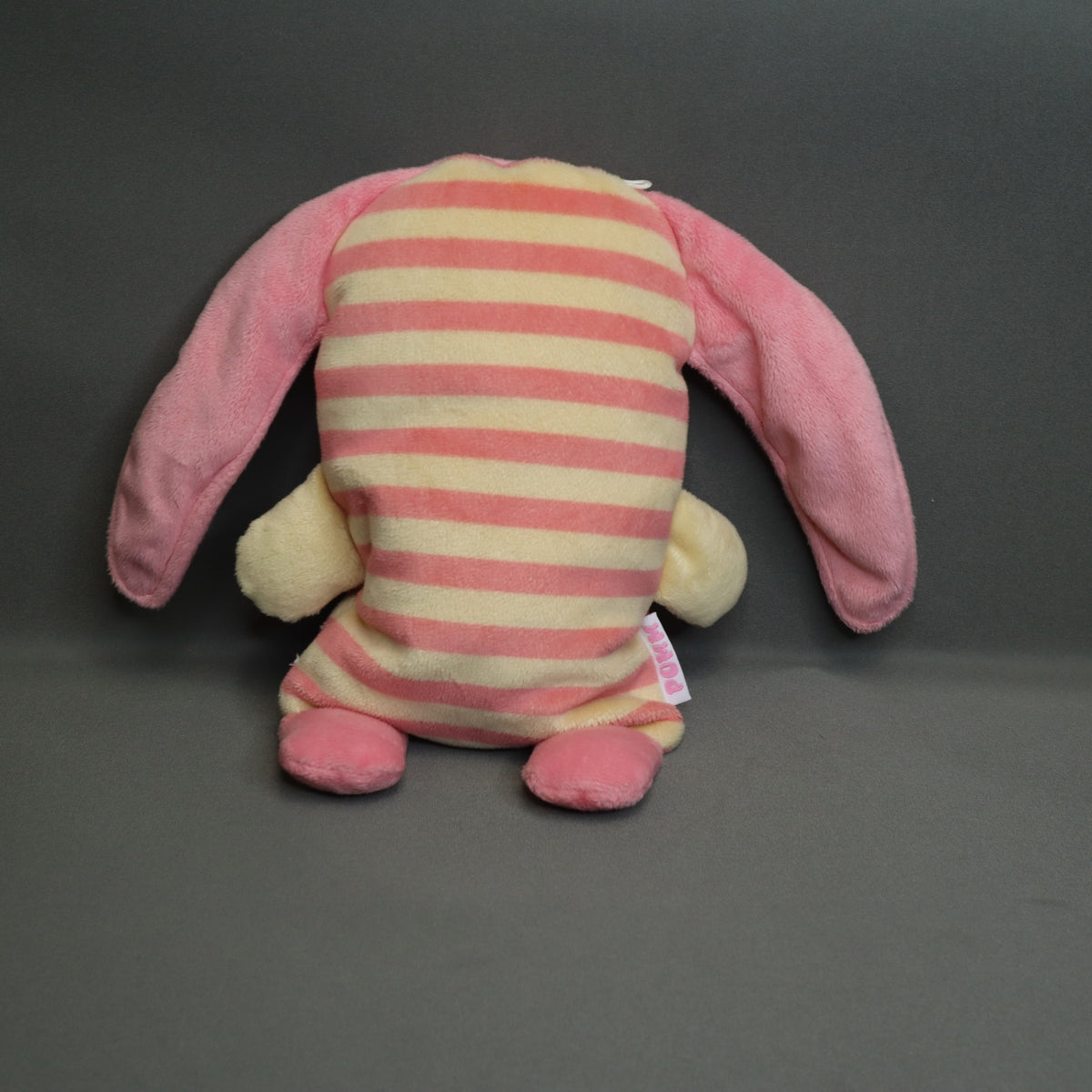Sorgenfresser Pomm Worry Eater Pink Striped Plush Bunny Rabbit Zipper Mouth 10"