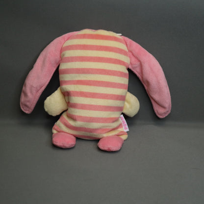 Sorgenfresser Pomm Worry Eater Pink Striped Plush Bunny Rabbit Zipper Mouth 10"