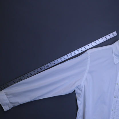 Ralph Lauren Mens XL Bermuda Poplin Button Down Shirt White Long Sleeve Blue Pony