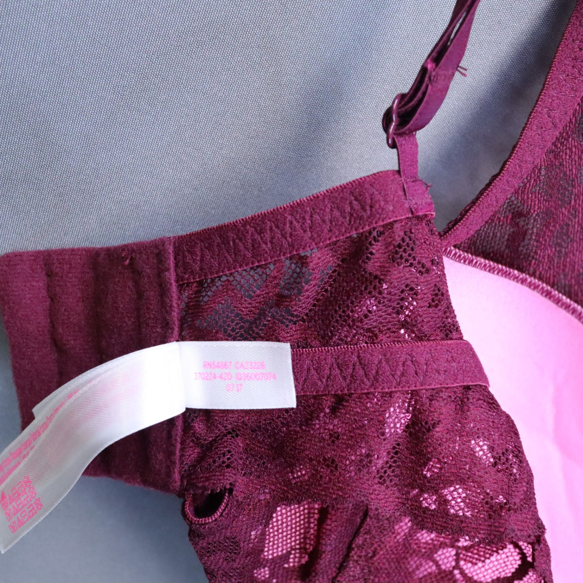 PINK Victoria's Secret Maroon Burgundy Lace Crisscross Push-Up Bralette Small