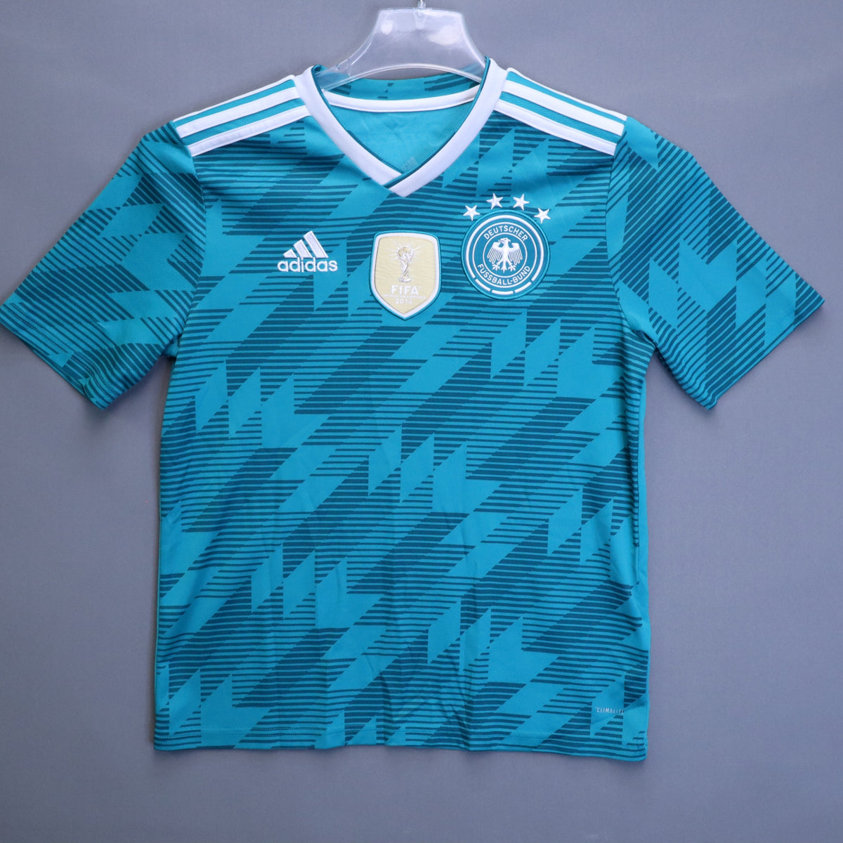 Adidas Germany 2018 World Cup Away Soccer Jersey Youth Large Teal DFB Climalite