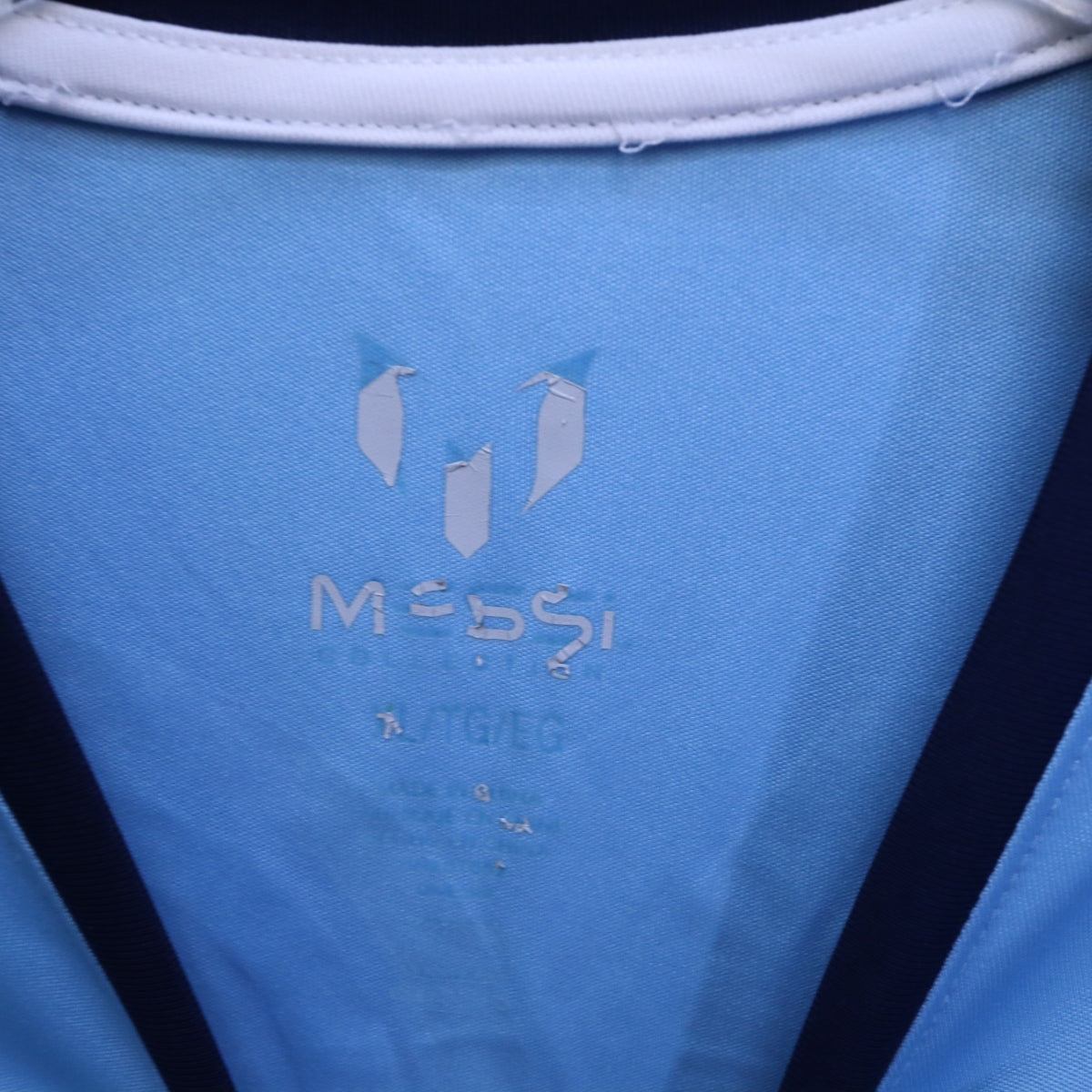 Lionel Messi Collection #10 Soccer Jersey Youth XL Light Blue Argentina Logo Tee