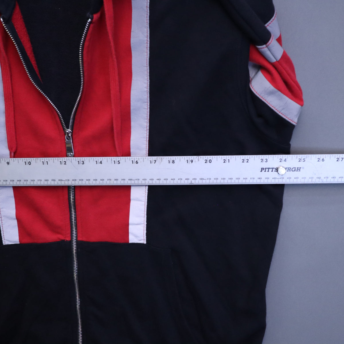 True Religion Mens 2XL Full Zip Hoodie Black Red Stripe Horseshoe Big Logo 2TG