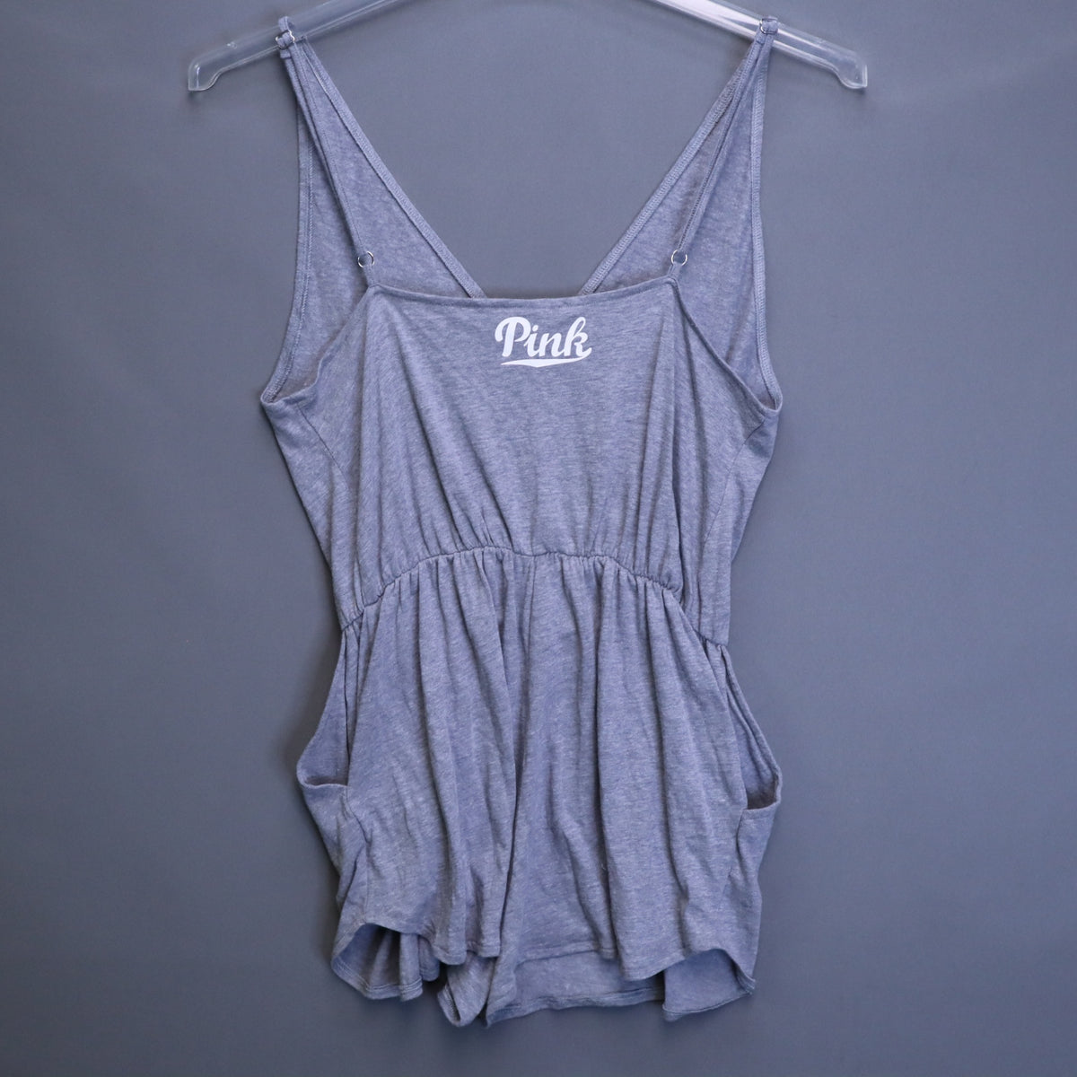 PINK Victoria's Secret Heather Gray Surplice Romper Womens Medium Lounge Pockets