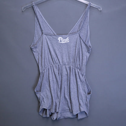 PINK Victoria's Secret Heather Gray Surplice Romper Womens Medium Lounge Pockets