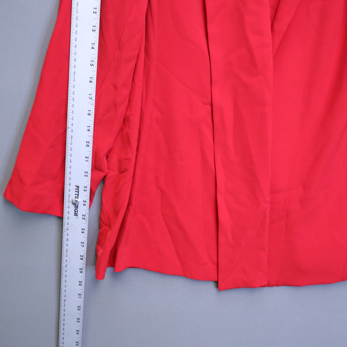 Calvin Klein Womens 1X Red Open Front Shawl Collar Blazer Jacket Chain Accent