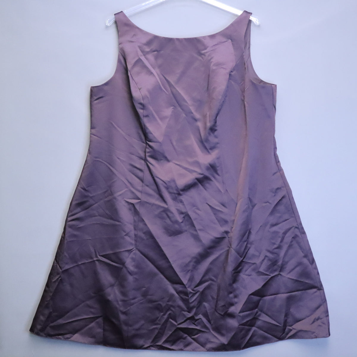 NWT David's Bridal Truffle Brown Satin Boat Neck A-Line Cocktail Dress Size 24 $105