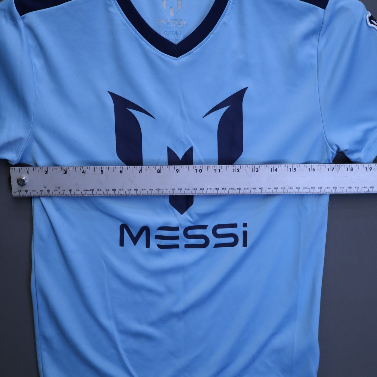 Lionel Messi Collection #10 Soccer Jersey Youth XL Light Blue Argentina Logo Tee