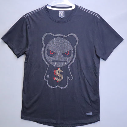 CR24 Money Bear Rhinestone T-Shirt Mens Large Black Crystal Studded Streetwear L